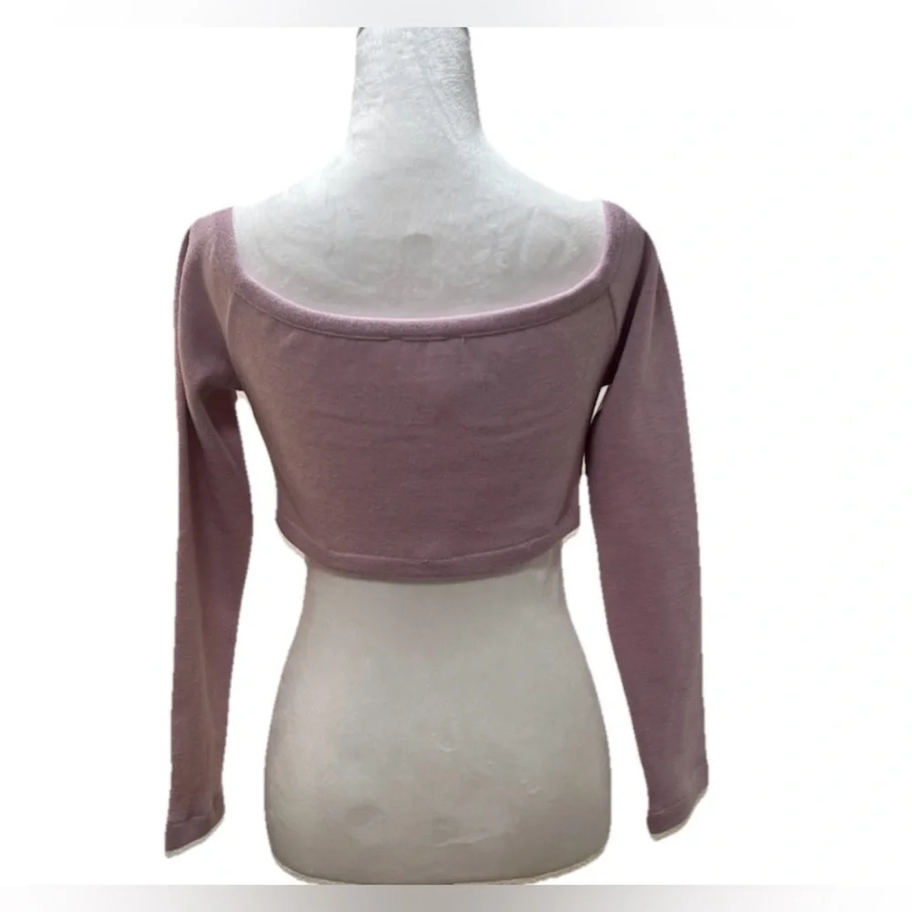 ZARA Soft Ruched V-Neck Crop Top Cardigan Lavender L